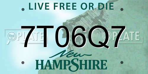 7T06Q7 New Hampshire License Plate