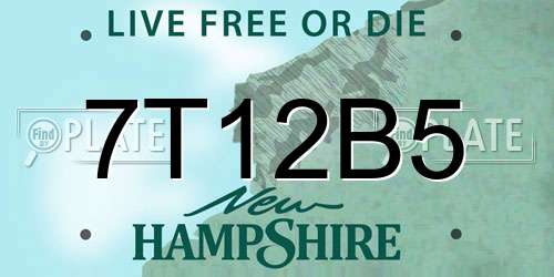 7T12B5 New Hampshire License Plate