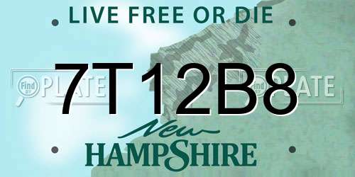 7T12B8 New Hampshire License Plate