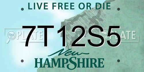 7T12S5 New Hampshire License Plate