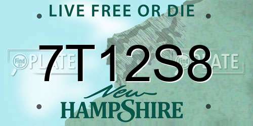 7T12S8 New Hampshire License Plate