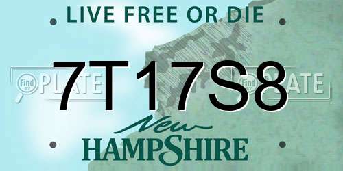 7T17S8 New Hampshire License Plate