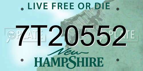 7T20552 New Hampshire License Plate