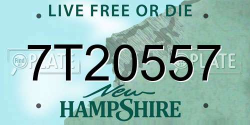 7T20557 New Hampshire License Plate