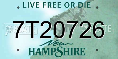 7T20726 New Hampshire License Plate