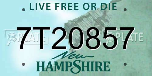 7T20857 New Hampshire License Plate