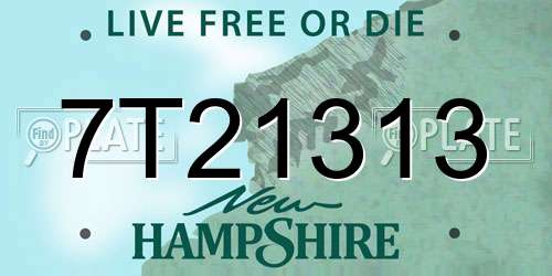 7T21313 New Hampshire License Plate