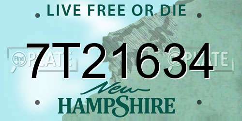 7T21634 New Hampshire License Plate