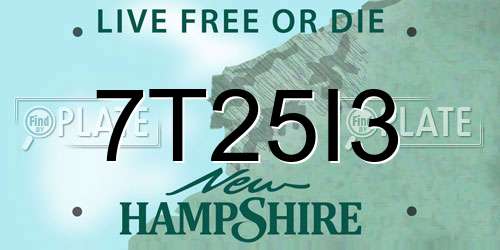 7T25I3 New Hampshire License Plate