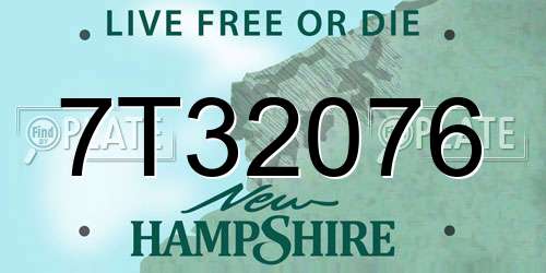 7T32076 New Hampshire License Plate