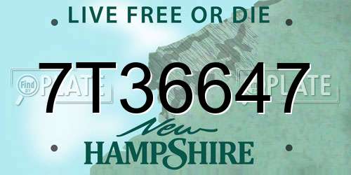 7T36647 New Hampshire License Plate