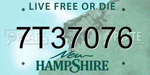 7T37076 New Hampshire License Plate