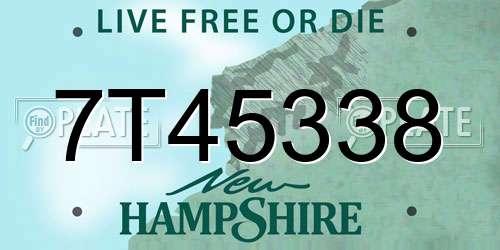 7T45338 New Hampshire License Plate