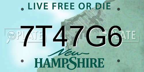 7T47G6 New Hampshire License Plate