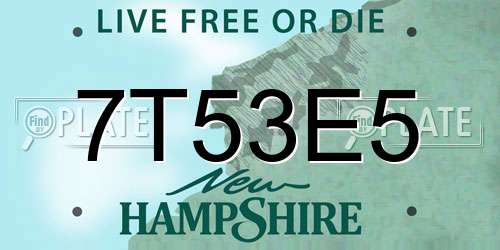 7T53E5 New Hampshire License Plate