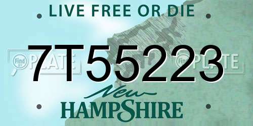 7T55223 New Hampshire License Plate