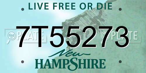 7T55273 New Hampshire License Plate