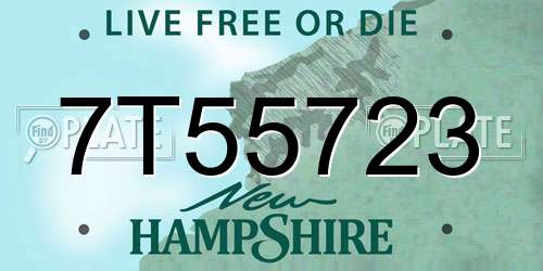 7T55723 New Hampshire License Plate