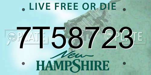 7T58723 New Hampshire License Plate