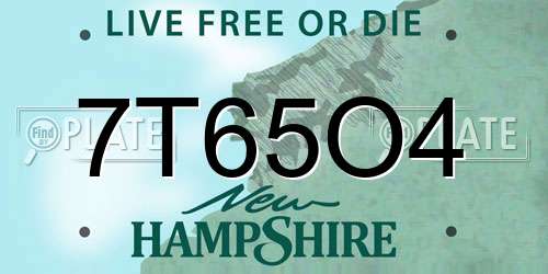 7T65O4 New Hampshire License Plate