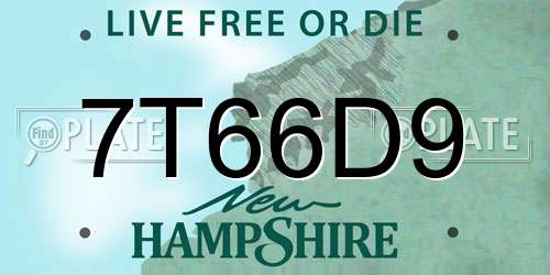 7T66D9 New Hampshire License Plate