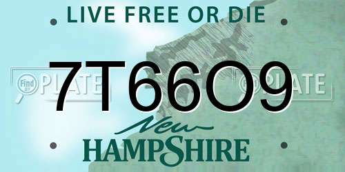 7T66O9 New Hampshire License Plate
