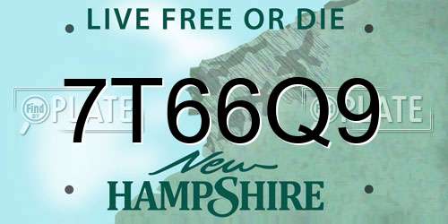 7T66Q9 New Hampshire License Plate