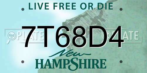 7T68D4 New Hampshire License Plate