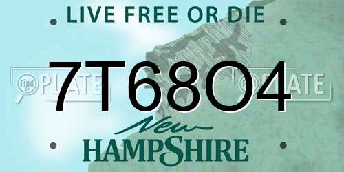 7T68O4 New Hampshire License Plate