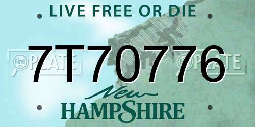 7T70776 New Hampshire License Plate