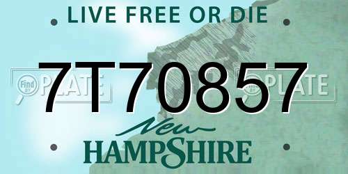 7T70857 New Hampshire License Plate