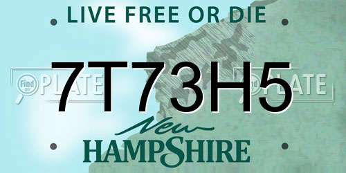 7T73H5 New Hampshire License Plate