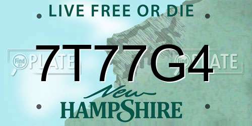 7T77G4 New Hampshire License Plate