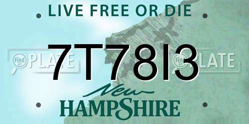 7T78I3 New Hampshire License Plate
