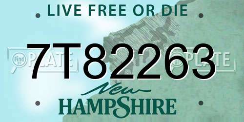 7T82263 New Hampshire License Plate
