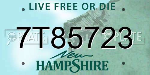 7T85723 New Hampshire License Plate