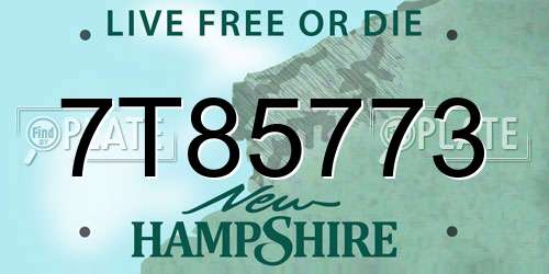 7T85773 New Hampshire License Plate