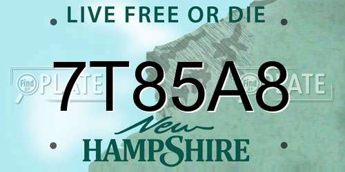 7T85A8 New Hampshire License Plate