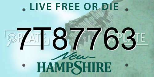 7T87763 New Hampshire License Plate