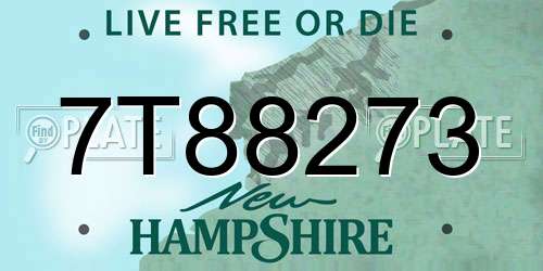 7T88273 New Hampshire License Plate