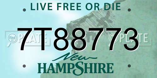 7T88773 New Hampshire License Plate
