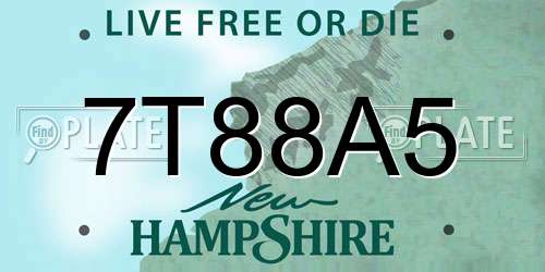 7T88A5 New Hampshire License Plate