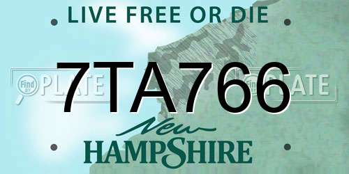 7TA766 New Hampshire License Plate