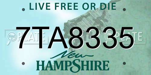 7TA8335 New Hampshire License Plate