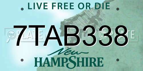 7TAB338 New Hampshire License Plate