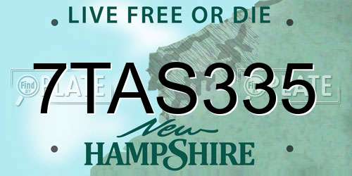 7TAS335 New Hampshire License Plate