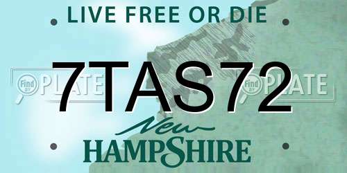 7TAS72 New Hampshire License Plate