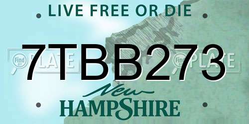 7TBB273 New Hampshire License Plate