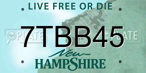 7TBB45 New Hampshire License Plate