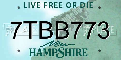 7TBB773 New Hampshire License Plate